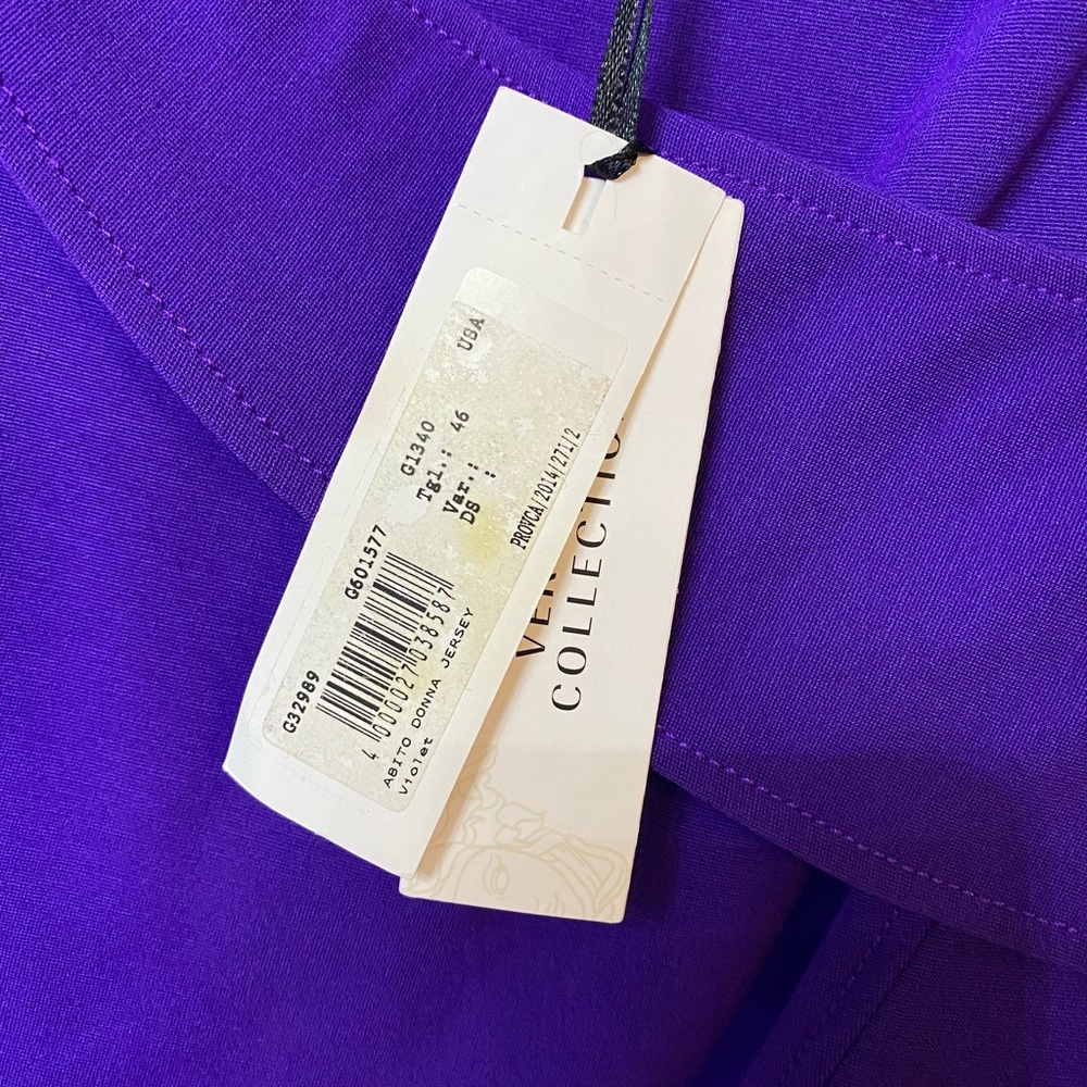 NWT 100% authentic Versace collection purple dress 3/4 length sleeves size 46 - Picture 3 of 8